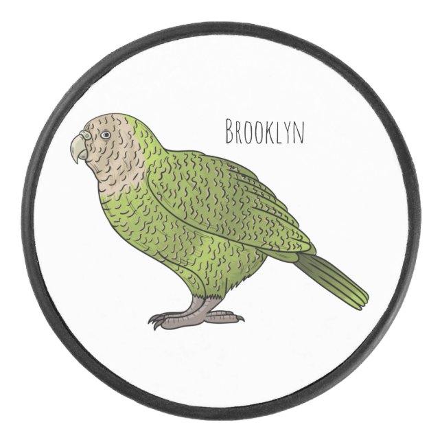 Disco De Hockey Ilustracion personalizado de aves Kakapo (Anverso)