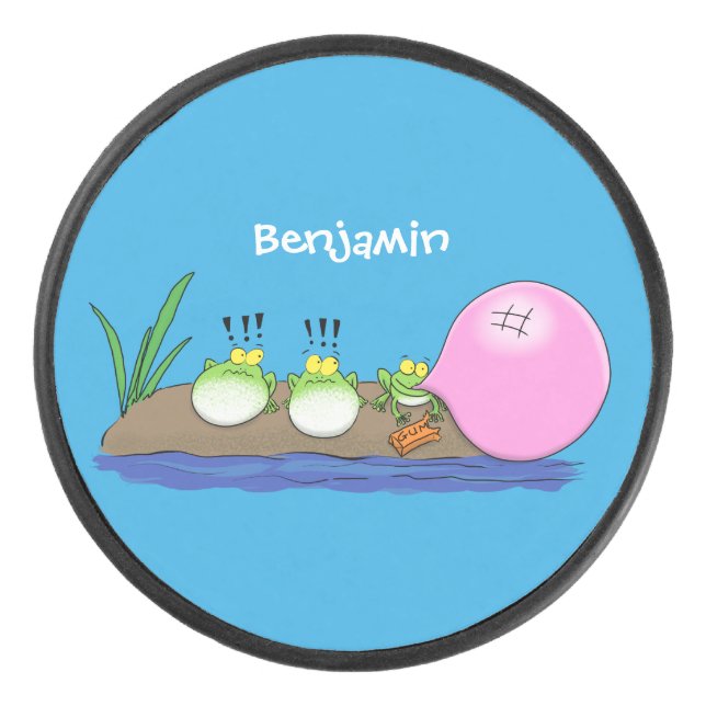 Disco De Hockey Ilustracion personalizado de bblegum de ranas grac (Anverso)