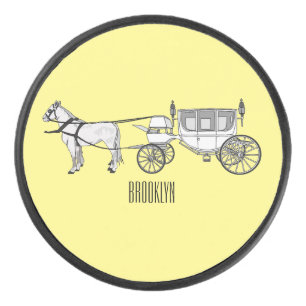 Disco De Hockey ilustracion personalizado de caballos y carruajes