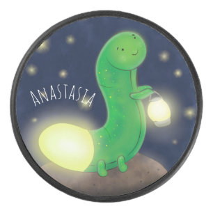 Disco De Hockey Ilustracion personalizado de gusano de brillo verd