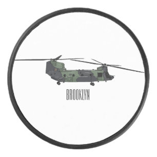 Disco De Hockey Ilustracion personalizado de helicóptero del ejérc