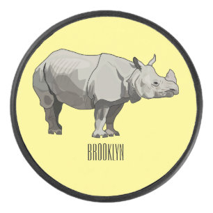 Disco De Hockey Ilustracion personalizado de Javan rhinoceros