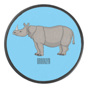 Disco De Hockey Ilustracion personalizado de Javan rhinoceros