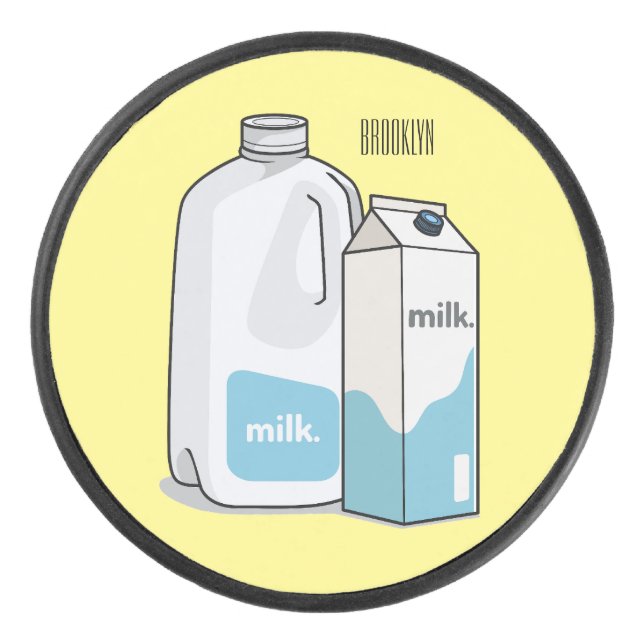 Disco De Hockey Ilustracion personalizado de leche (Anverso)