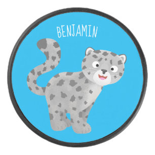 Disco De Hockey Ilustracion personalizado de leopardo de las nieve