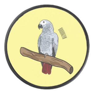 Disco De Hockey Ilustracion personalizado de loro gris africano