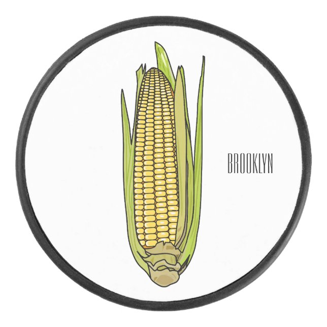 Disco De Hockey Ilustracion personalizado de maíz (Anverso)