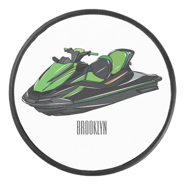 Disco De Hockey Ilustracion personalizado de moto acuática (Anverso)