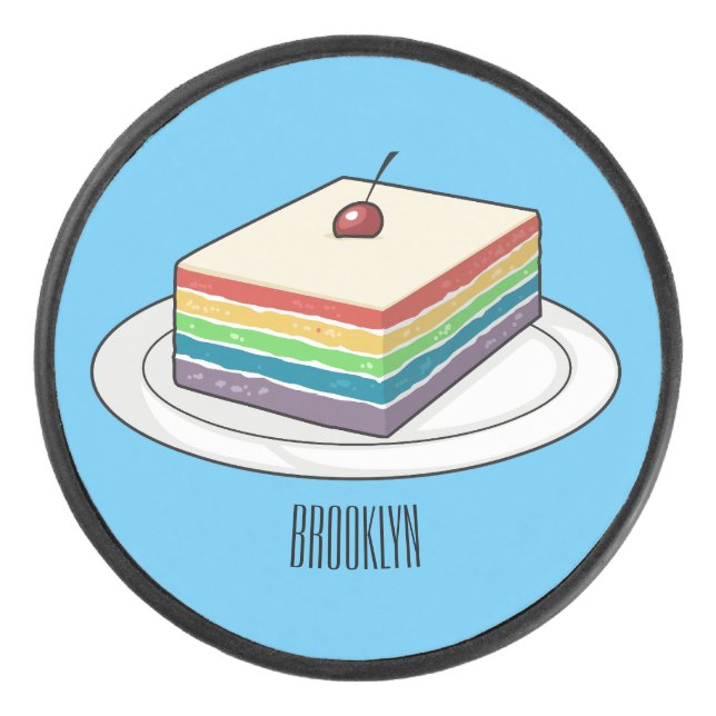Disco De Hockey Ilustracion personalizado de pastel de arcoiris (Anverso)