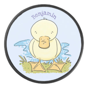 Disco De Hockey Ilustracion personalizado de pato amarillo
