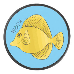 Disco De Hockey Ilustracion personalizado de pescado tango amarill