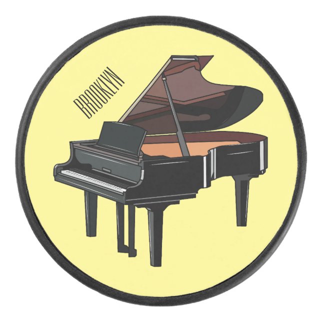 Disco De Hockey Ilustracion personalizado de piano (Anverso)