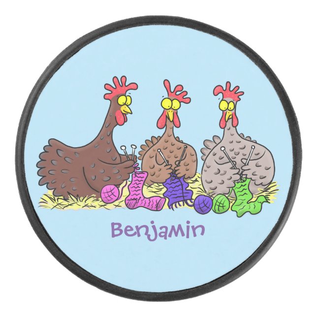 Disco De Hockey Ilustracion personalizado de pollos de punto diver (Anverso)