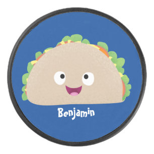 Disco De Hockey Ilustracion personalizado de taco alegre sonriente