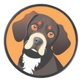 Disco De Hockey Ilustracion Personalizado de un cachorro