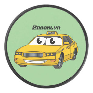 Disco De Hockey Ilustracion personalizado divertido de taxi amaril