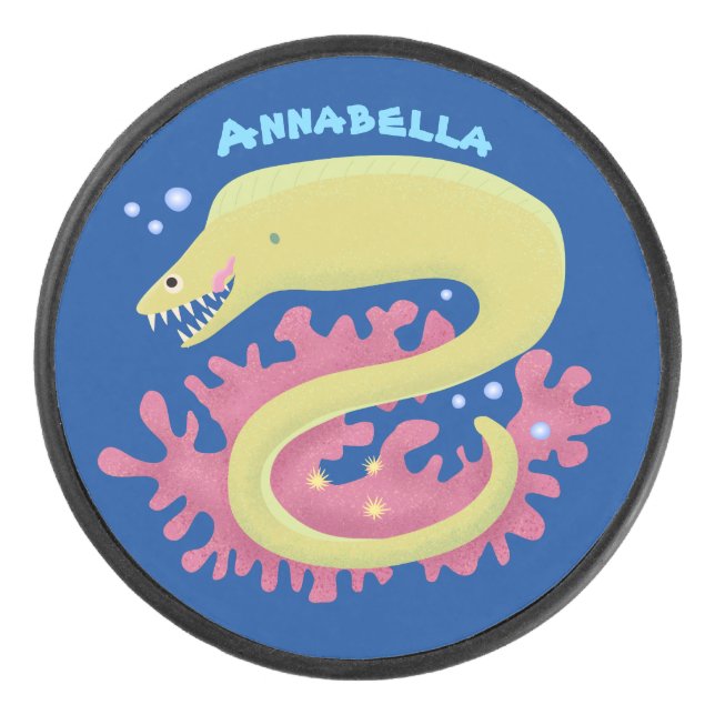 Disco De Hockey Ilustracion personalizado gracioso de moray verde (Anverso)