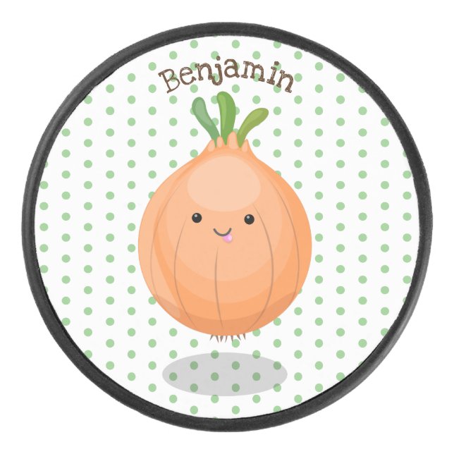 Disco De Hockey Ilustracion personalizado verde de cebolla marrón  (Anverso)