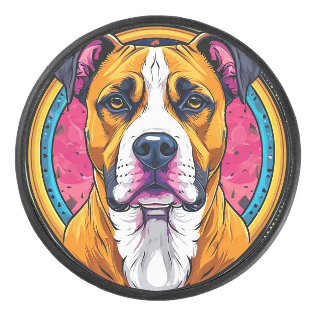 Disco De Hockey Ilustración Vectorial de Perro (Anverso)