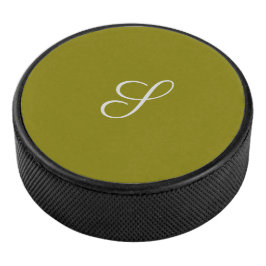 Disco De Hockey Inicial de monograma minimalista verde salvia
