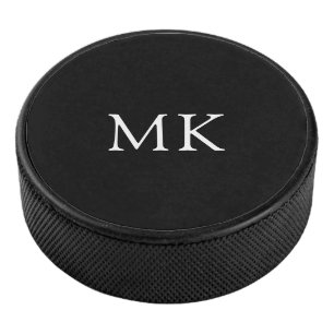 Disco De Hockey Iniciales monográficas personalizadas negro moder