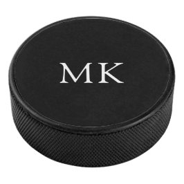 Disco De Hockey Iniciales monográficas personalizadas negro modern