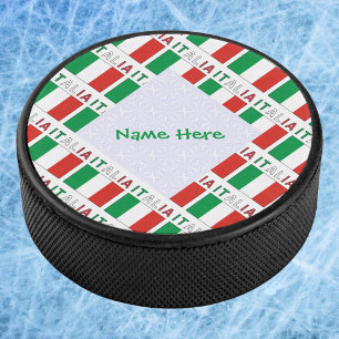 Disco De Hockey Italia Bandiera Italiana Tiled Green Personalizado