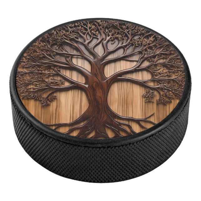 Disco De Hockey Jacaranda Tree Wood Carving, (3/4)