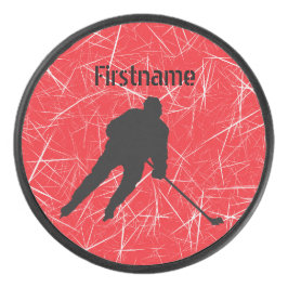 Disco De Hockey Jugador de hielo rojo - Hielo personalizado