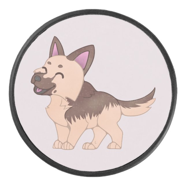 Disco De Hockey Kawaii German Shepherd Dog (Anverso)