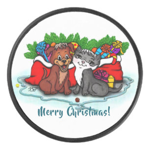 Disco De Hockey Kitty and Puppy , Happy XMas
