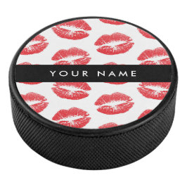 Disco De Hockey Labios rojos, besos, pintalabios, tu nombre, perso