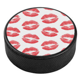Disco De Hockey Labios Rojos, Patrón De Labios, Labial Rojo, Beso