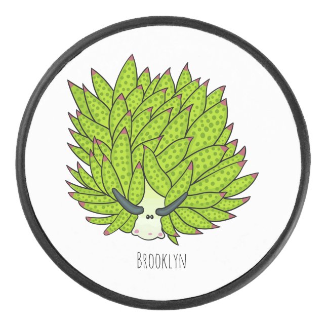 Disco De Hockey Leaf slug cartoon illustration (Anverso)