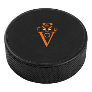 Disco De Hockey Letra naranja pie de hockey sobre cara