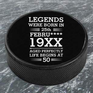 Disco De Hockey Leyendas personalizados nacieron en la edad de mes