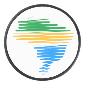 Disco De Hockey Límite de mapa de Brasil con colores de bandera br