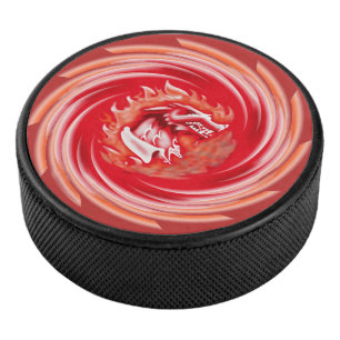 Disco De Hockey Lobo salvaje remolcador de hockey rojo