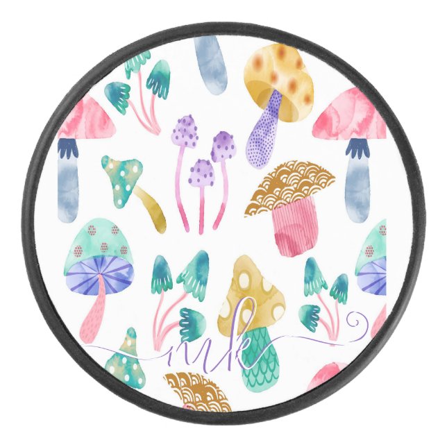 Disco De Hockey Los hongos de color acuático (Anverso)