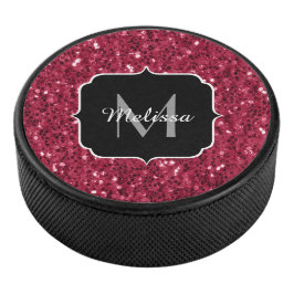 Disco De Hockey Magenta rojo oscuro aguijón negro espuma Monograma