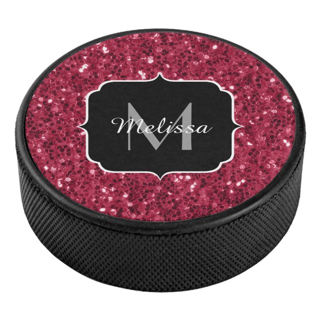 Disco De Hockey Magenta rojo oscuro aguijón negro espuma Monograma (3/4)