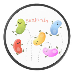 Disco De Hockey Malas judías felices saltando ilustracion personal