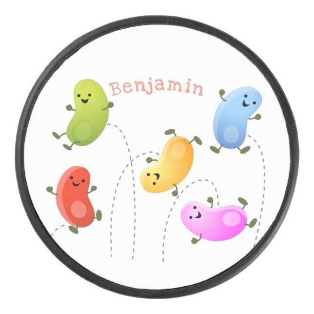 Disco De Hockey Malas judías felices saltando ilustracion personal (Anverso)