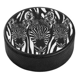 Disco De Hockey Manada de cebra de moda sobre estampado de cebra