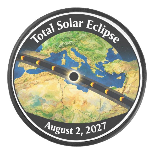 Disco De Hockey Mapa del eclipse solar total de 2027 (Anverso)