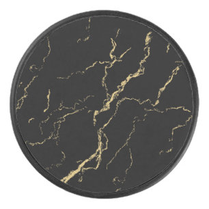 Disco De Hockey Mármol negro y dorado agudo