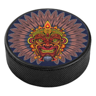 Disco De Hockey Máscara ritual del rey guerrero tribal