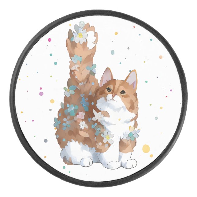 Disco De Hockey Mascota de gato kitsch (Anverso)