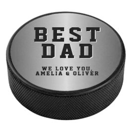 Disco De Hockey Mejor Día del Padre Metálico Plateado de Papá