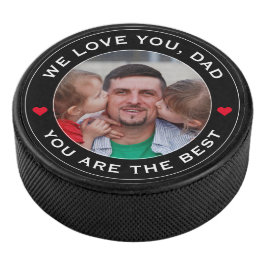 Disco De Hockey Mejor foto de papá del mundo Corazón rojo blanco n